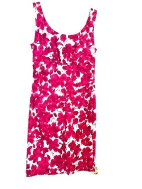 Cleo Petites Dark Pink & White Floral Lined Dress with Nice Bodice Detail Size 6